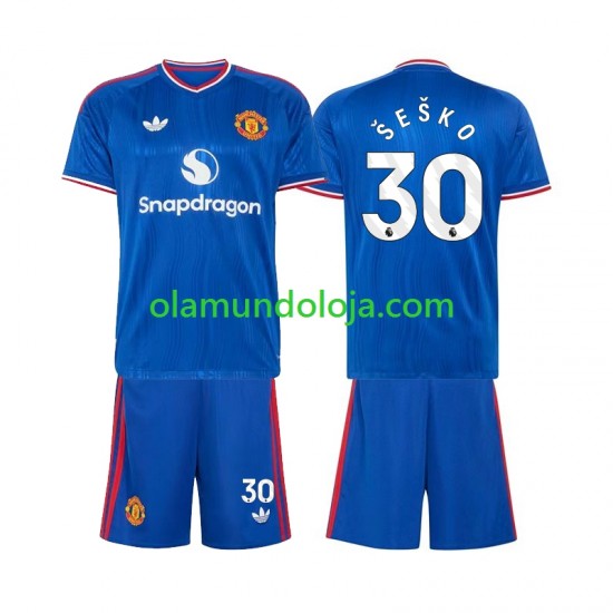Camisola Manchester United Benjamin Sesko 30 Criança Equipamento Segundo 2026-2027 Manga Curta